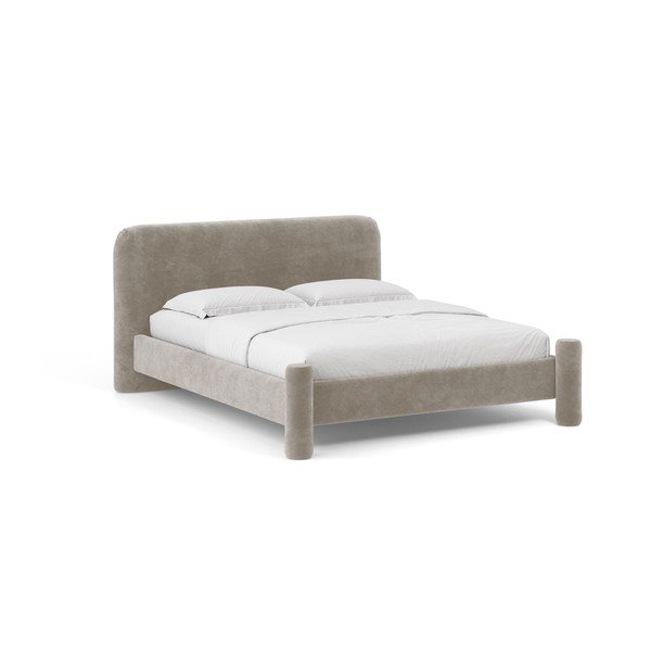 Bēša polsterēta divvietīga gulta ar redelēm 180x200 cm Vera – Micadoni 