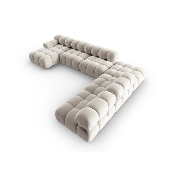 Bēšs samta modulārais stūra dīvāns (ar labo stūri/U veida) Bellis – Micadoni -image-4