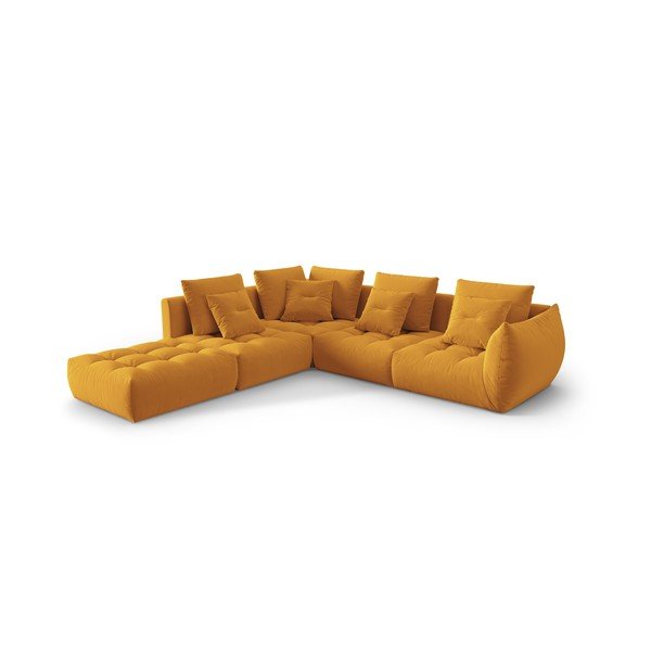 Dzeltens samta stūra dīvāns (ar kreiso stūri/L veida) Bloom – Micadoni -image-2