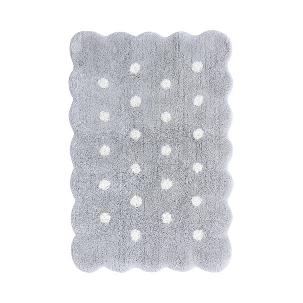 Pelēks mazgājams/ar rokām darināts kokvilnas bērnu paklājs 70x100 cm Mini Biscuit Pearl Grey – Lorena Canals