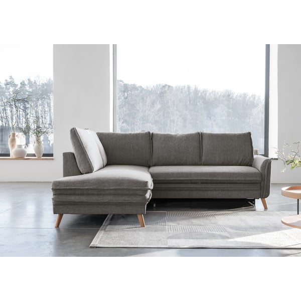 Pelēks salokāms stūra dīvāns (ar kreiso stūri) Charming Charlie – Miuform-image-1
