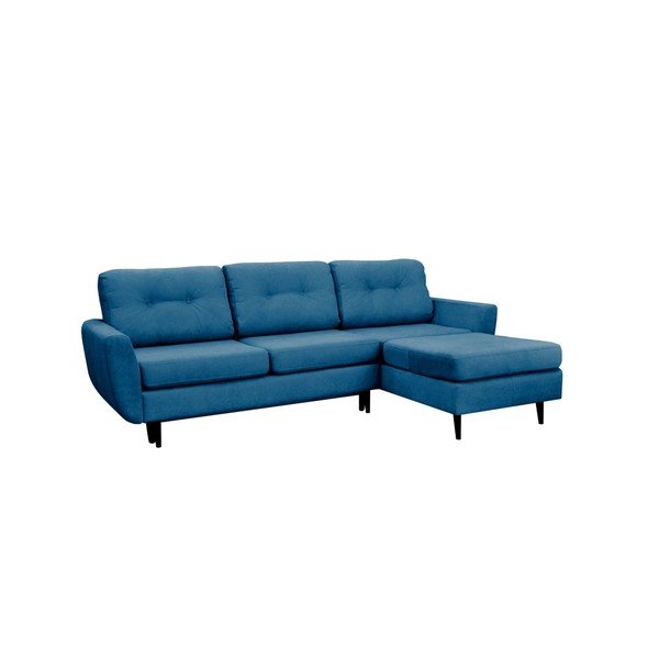 Tirkīza trīsvietīgs izlaižams stūra dīvāns ar melnām kājām Mazzini Sofas Hortensia, labais stūris-image-1