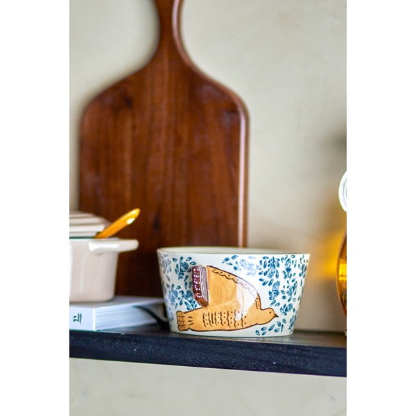 Balta/zila māla bļodiņa 460 ml Hezha – Bloomingville-image-2