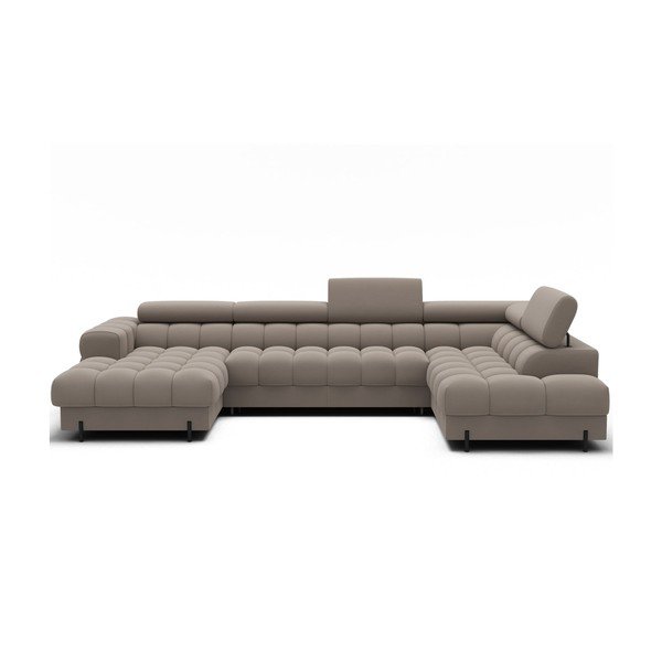 Gaiši brūns samta salokāms stūra dīvāns (ar labo stūri/U veida) Feraria – ELTAP