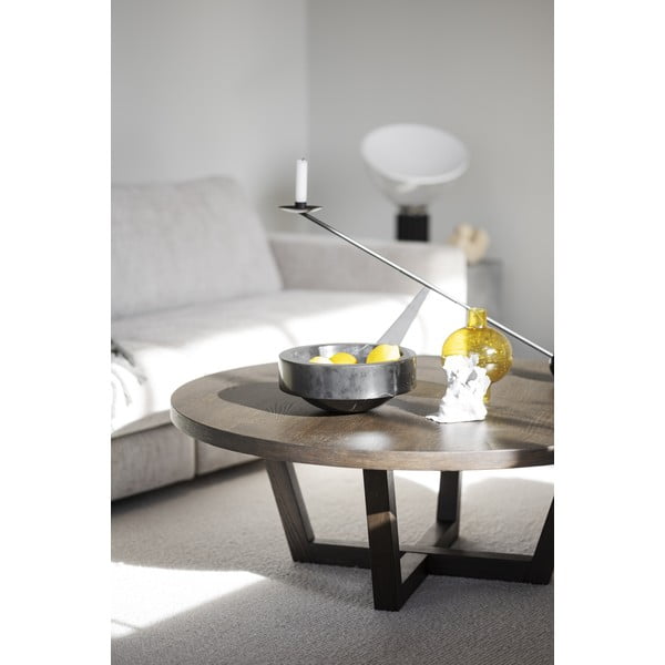 Tumši brūns apaļš žurnālgaldiņš ar ozolkoka imitāciju ø 110 cm Boxford – Rowico-image-1