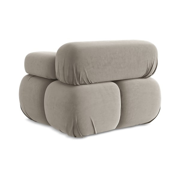 Bēša samta modulārā dīvāna daļa (ar labo stūri) Lokua – Makamii-image-4