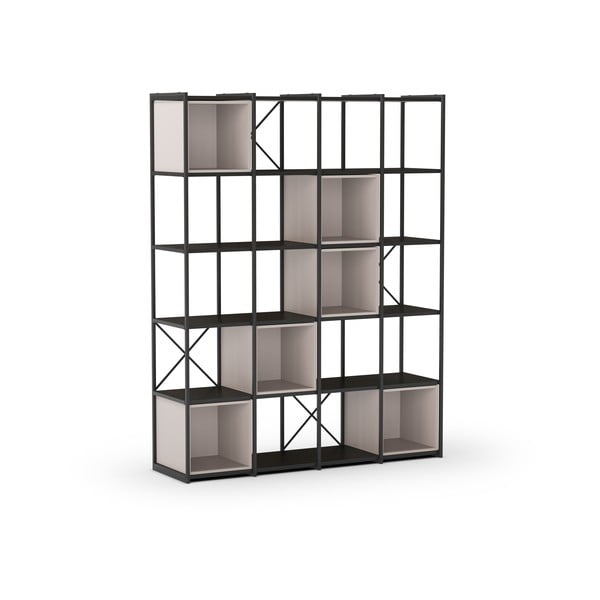 Melns/krēmkrāsas grāmatplaukts 140x179 cm Anya – Marckeric-image-3