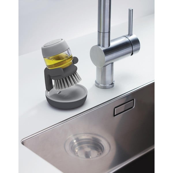 Pelēka birste ar dozatoru un statīvu Joseph Joseph Joseph Palm Scrub-image-1