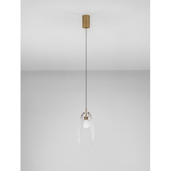 Misiņa krāsas tērauda LED piekaramā lampa ar stikla abažūru Shelina – Nova Luce-image-4