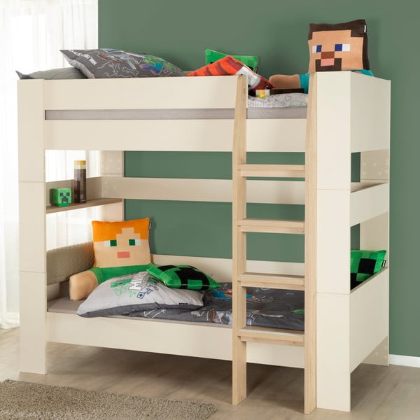 Bēša divstāvu bērnu gulta bez režģa 90x200 cm Double – Roba-image-3