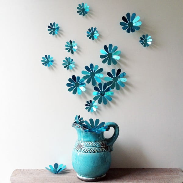 Komplekts ar 12 zilām līmlentām 3D uzlīmēm Ambiance Flowers Chic
