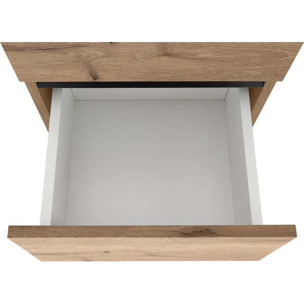 Dabīga toņa augsts/šaurs vannas istabas skapis ar ozolkoka imitāciju 38x130 cm Wisla – Støraa-image-1
