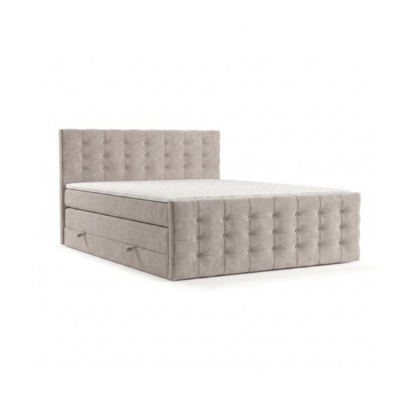 Bēša atsperu gulta ar veļas kasti 200x200 cm Blend – Maison de Rêve