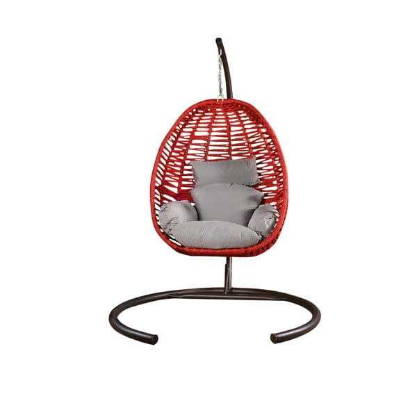 Sarkans/pelēks dārza piekaramais krēsls Findik – Floriane Garden