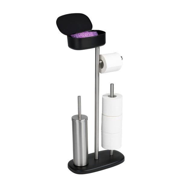 Nerūsējošā tērauda tualetes poda statīvs ar plauktu Wenko Rivazza-image-3