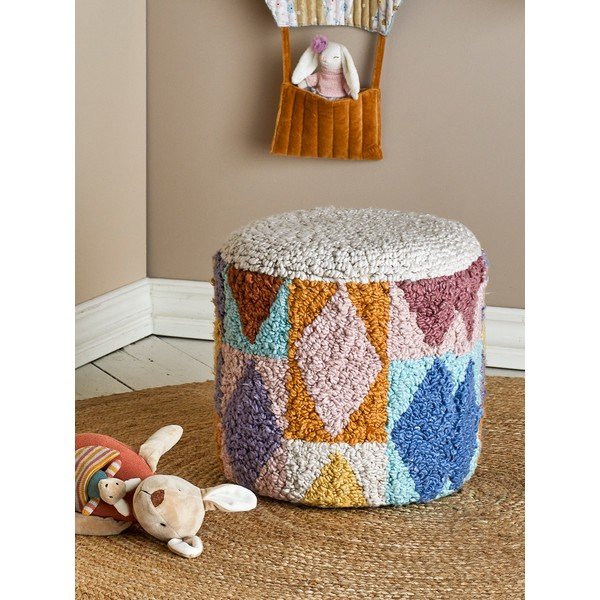 Bērnu pufs no buklē auduma Miaki – Bloomingville Mini-image-1