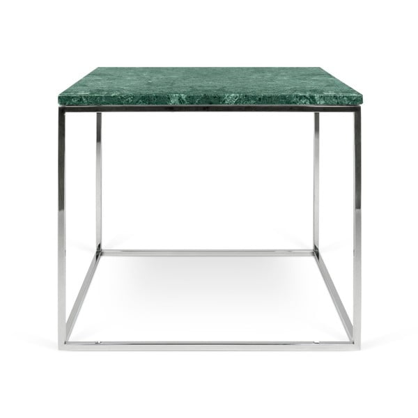 Zaļš marmora kafijas galdiņš ar hromētām kājām TemaHome Gleam, 50 x 50 cm