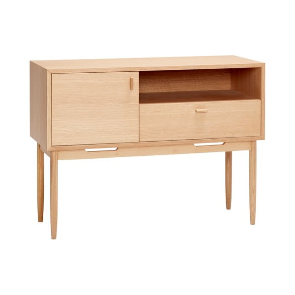 Dabīga toņa augsta kumode ar ozolkoka imitāciju 100x75 cm Cube – Hübsch-image-1