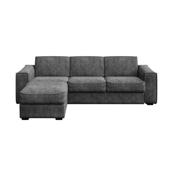 Tumši pelēks stūra izvelkamais dīvāns Mesonica Munro, kreisais stūris, 308 cm