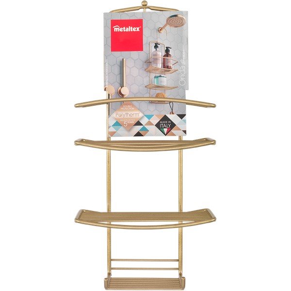 Zelta krāsas tērauda piekarināms vannas istabas plaukts Onda – Metaltex-image-2