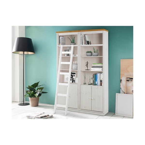 Balts priedes masīvkoka grāmatplaukts 148x223 cm Anita – Støraa-image-1