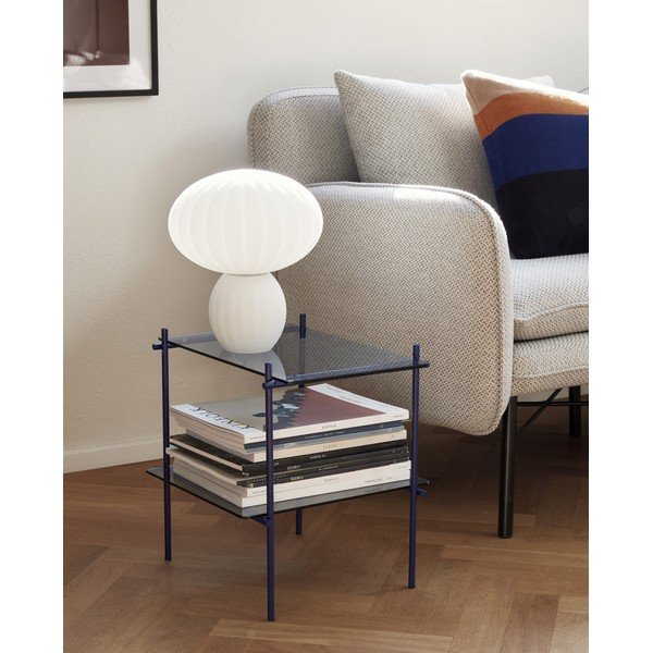 Balta stikla galda lampa (augstums 28 cm) Kumu – Hübsch-image-1