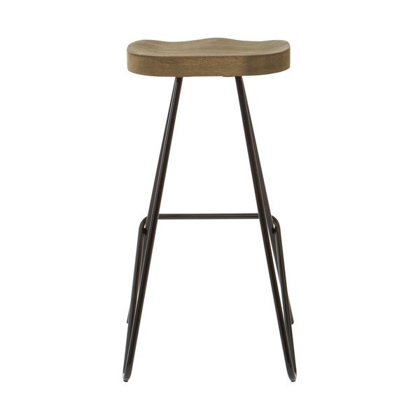 Melna/dabīga toņa gobas masīvkoka bāra taburete (sēdekļa augstums 78 cm) District – Premier Housewares-image-2