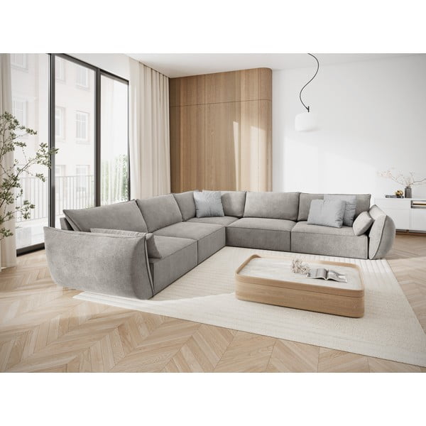 Gaiši pelēks stūra dīvāns (maināms stūris) Vanda – Mazzini Sofas-image-1
