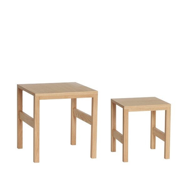 Sānu galdiņi ar ozolkoka imitāciju (2 gab.) 40x40 cm Puzzle – Hübsch-image-3