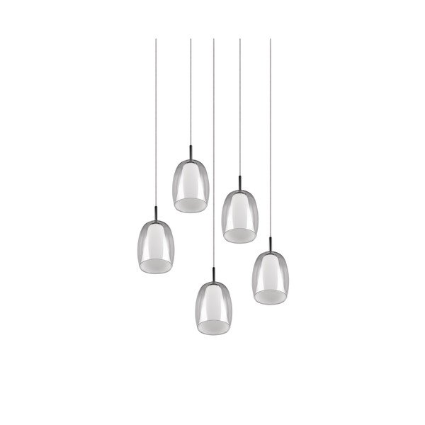 Sudraba krāsas piekaramā lampa ar stikla abažūru ø 48 cm Barret – Trio Select-image-3