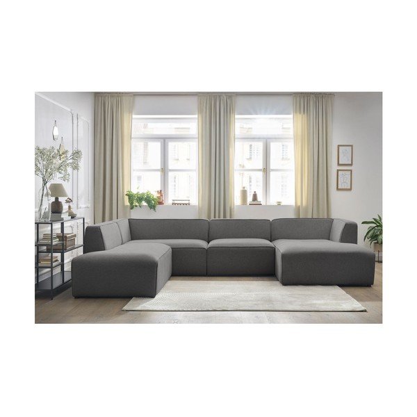 Tumši pelēks modulārais stūra dīvāns (ar kreiso stūri/U veida) Megeve – Bobochic Paris-image-4