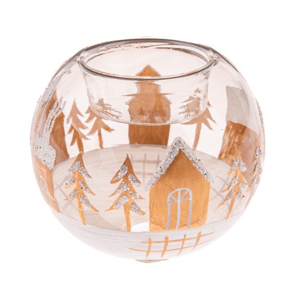 Stikla svečturis ar Ziemassvētku motīvu Snowy Land – Dakls