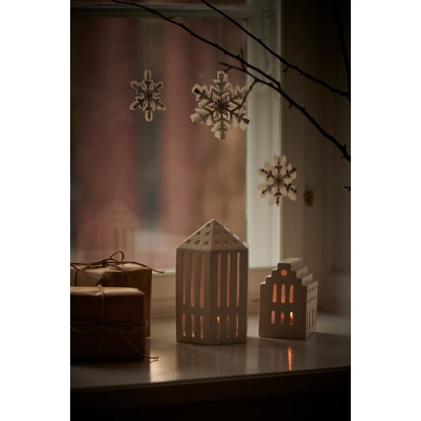 Balts keramikas svečturis Kähler Design Long Church, augstums 10 cm-image-1