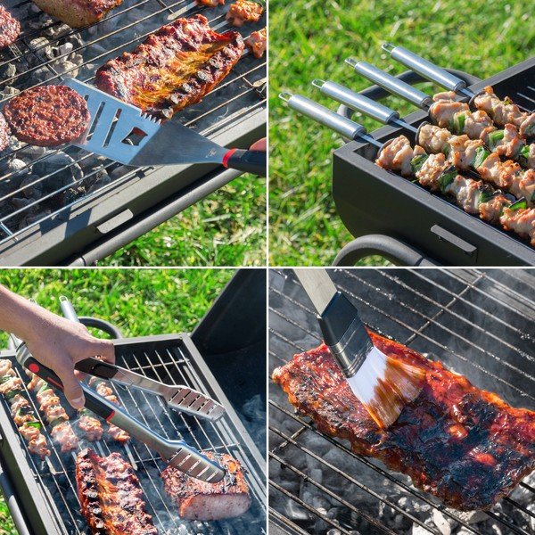 11 gabalu nerūsējošā tērauda bārbekjū piederumu komplekts futrālī InnovaGoods Professional Barbecue-image-1