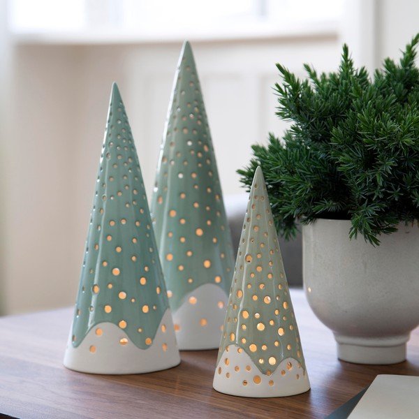 Tirkīzzils porcelāna Ziemassvētku svečturis Kähler Design Nobili, augstums 25,5 cm.-image-2