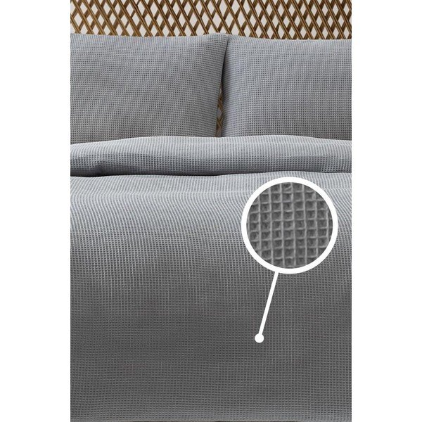 Pelēks gultas pārklājs 200x220 cm Waffle – Mijolnir-image-1