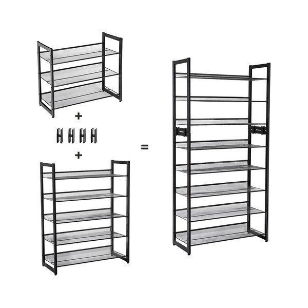 Melns metāla plaukts 15 apavu pāriem Songmics-image-4