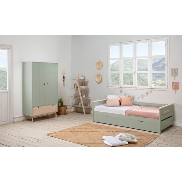 Zaļš bērnu skapis ar priedes koka kājām Marckeric Kiara-image-1