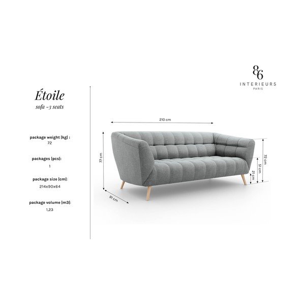 Tumši sarkans dīvāns Interieurs 86 Étoile, 210 cm-image-4