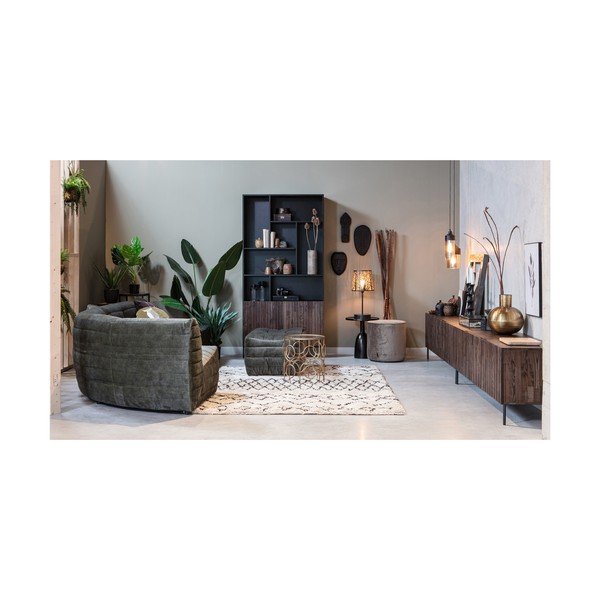 Olīvzaļš samta pufs WOOOD Sara, ⌀ 46 cm-image-2