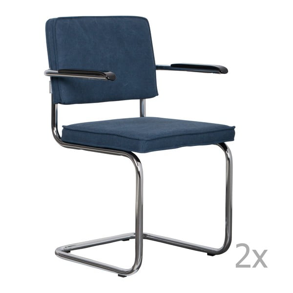 2 tumši zilu krēslu komplekts ar atzveltnēm Zuiver Ridge Rib