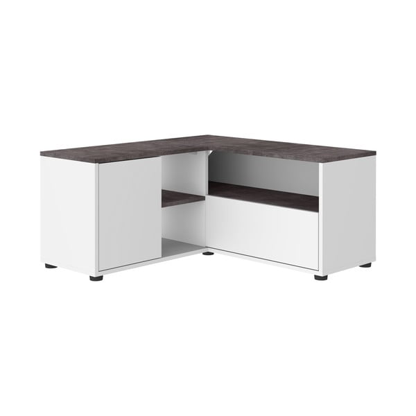 Balts/pelēks TV galdiņš ar betona imitāciju 90x45 cm Angle – TemaHome