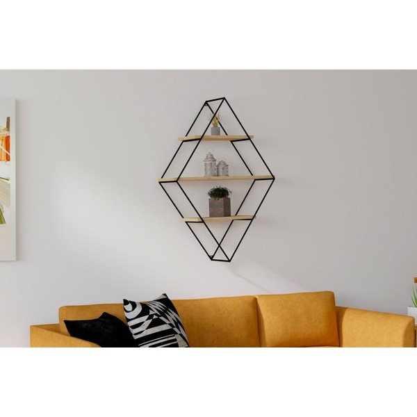 Melns/dabīga toņa divstāvu plaukts Meho – Kalune Design-image-1