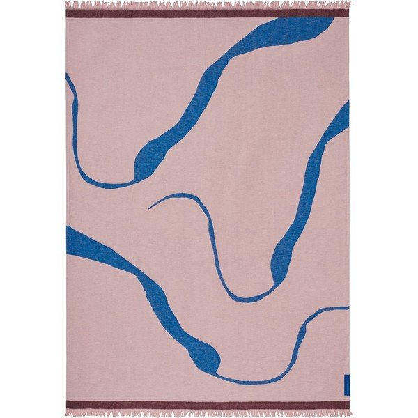 Zils/dūmakaini rozā atpūtas pleds no pārstrādātas kokvilnas 130x175 cm Studio – Mette Ditmer Denmark
