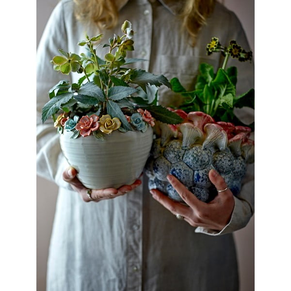 Akmensmasas ar rokām apgleznots puķu poda apvalks ø 19,5 cm Eanna – Bloomingville-image-2