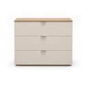 Krēmkrāsas/dabīga toņa kumode ar ozolkoka imitāciju 100x80x40 cm Dennis – Marckeric