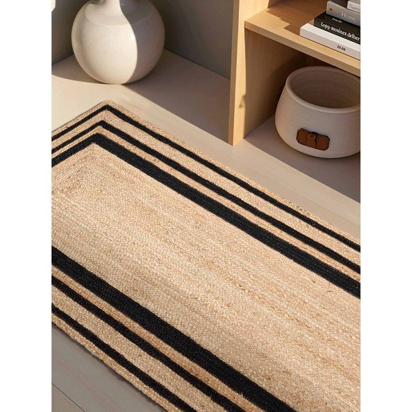 Melns/dabīga toņa divpusējs/ar rokām darināts džutas celiņa paklājs 70x200 cm Jutta – Hanse Home-image-2