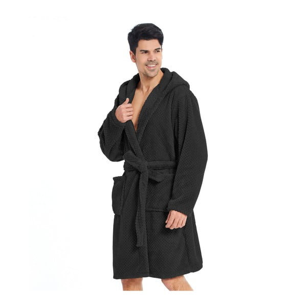 Melns unisex mikrošķiedras halāts DecoKing Sleepyhead, XS izmērs-image-1