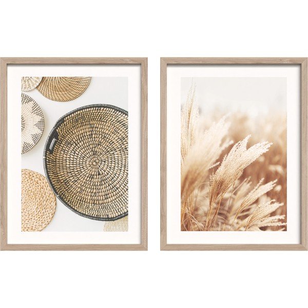 Drukātas gleznas (2 gab.) ar rāmi 30x40 cm Full Beige – Styler