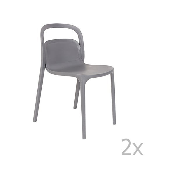 2 pelēku krēslu komplekts White Label Rex